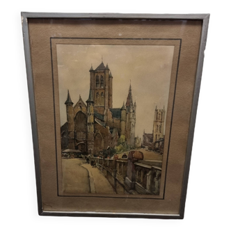 Watercolor By Ghent Nicolas Markovitch, Circa 1930