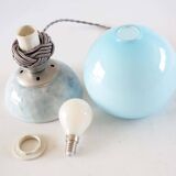 Blue opaline and ceramic lamp