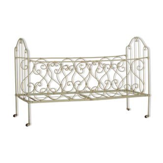 Romantic folding wrought iron children's bed 19th century outdoor bench