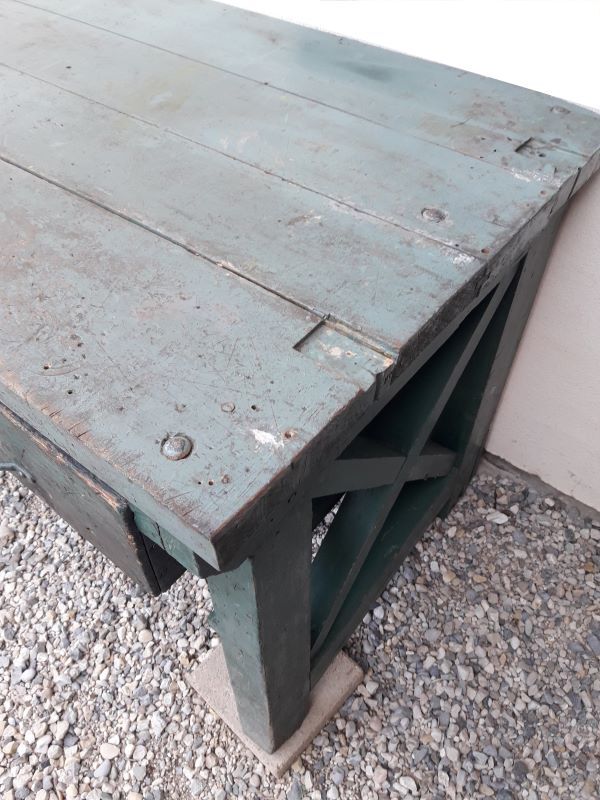 Établi industriel d'atelier 4m ancien