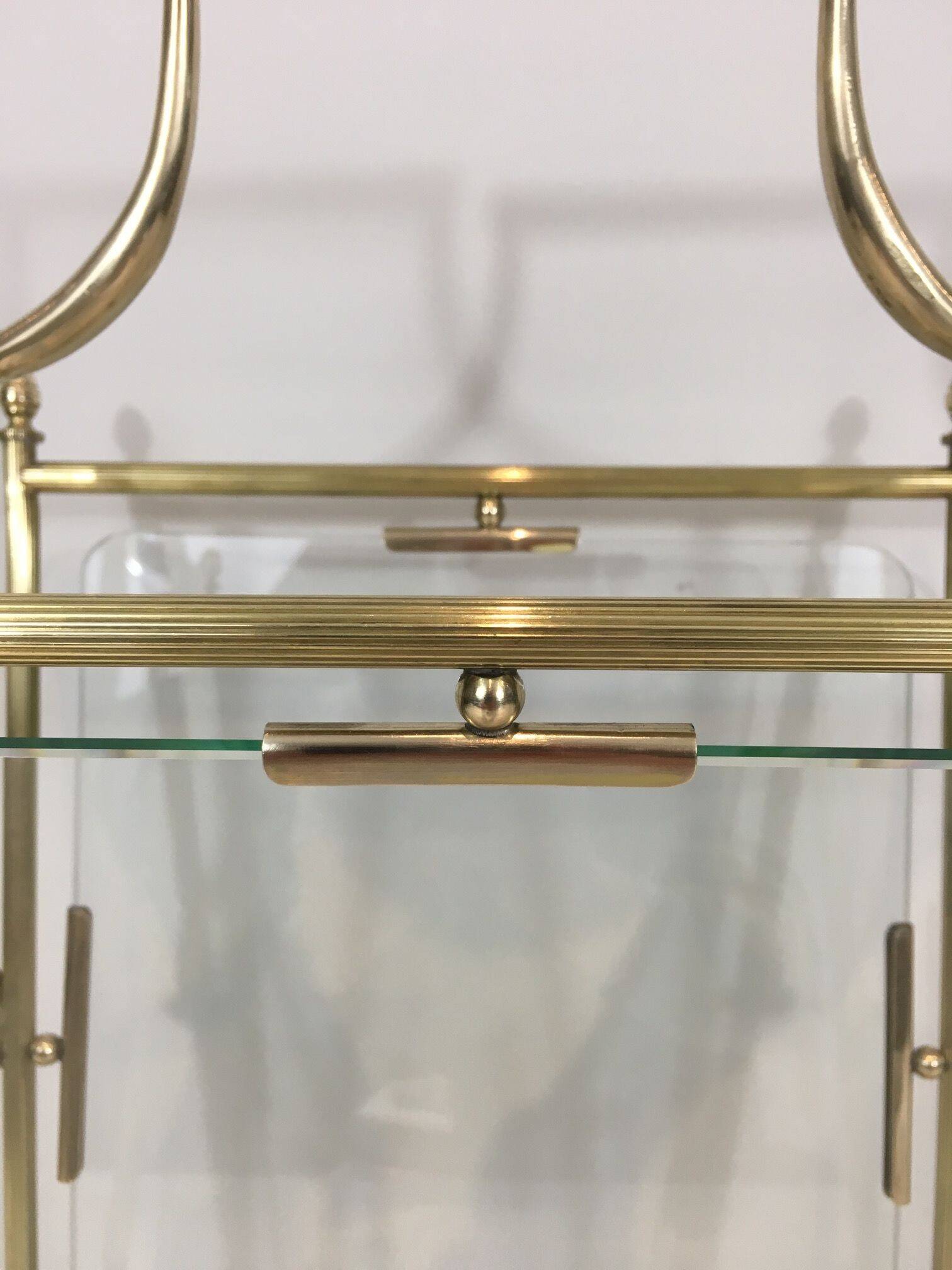 Brass and Transparent Glass Magazine Rack by Maison Jansen
