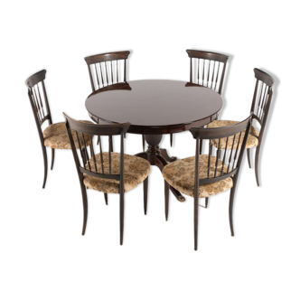 Dining set 6 chairs and table Chiavari, 1950s