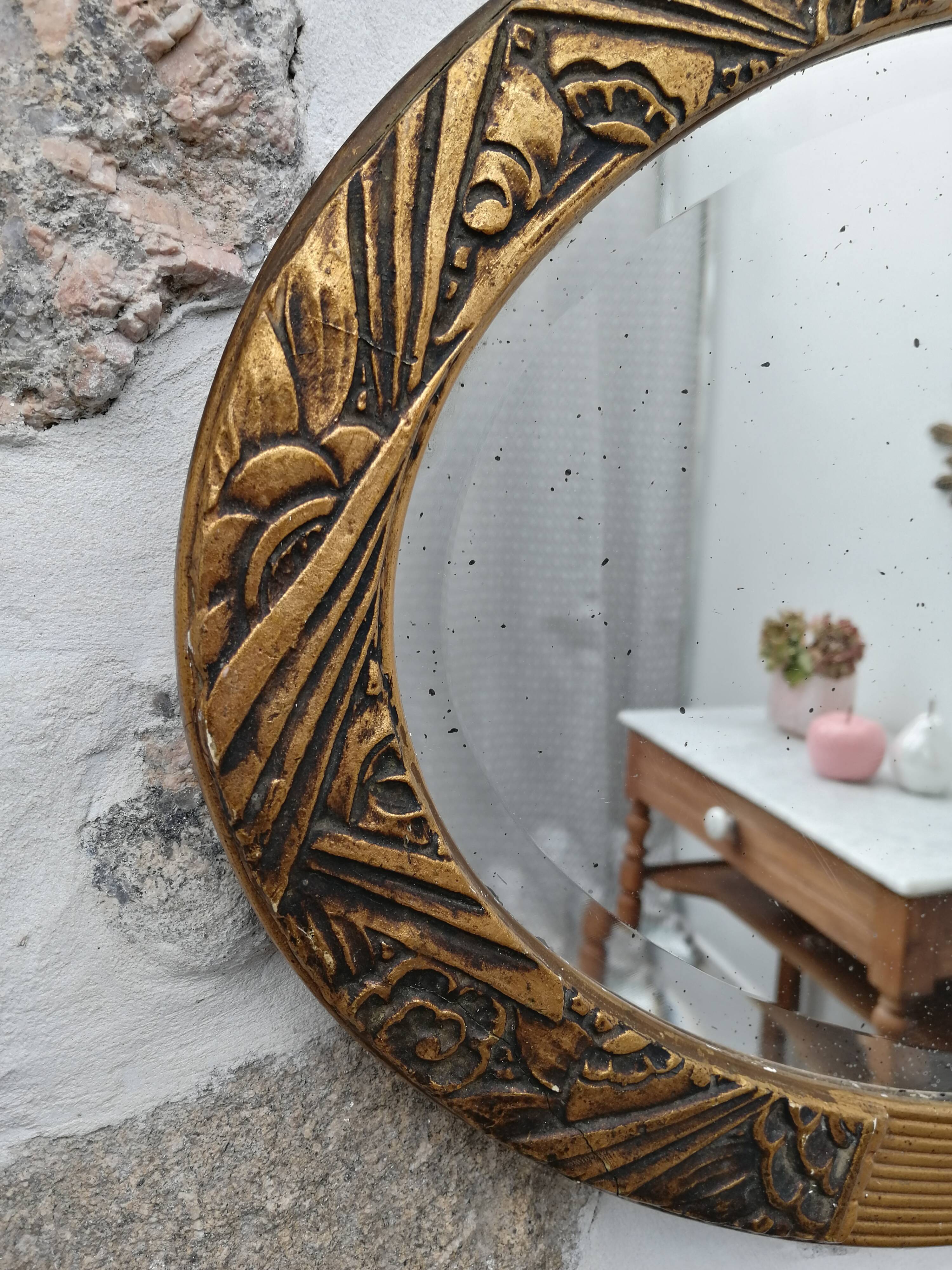 Mirror oval bevelled art deco