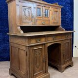 Art Nouveau period stepped desk in carved oak circa 1900