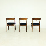 Set of 3 roseood "AWA"dining chairs, the Netherlands 1950's