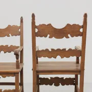 Pair of Italian Carved Wooden Armchairs, Lombardy, 1900s.