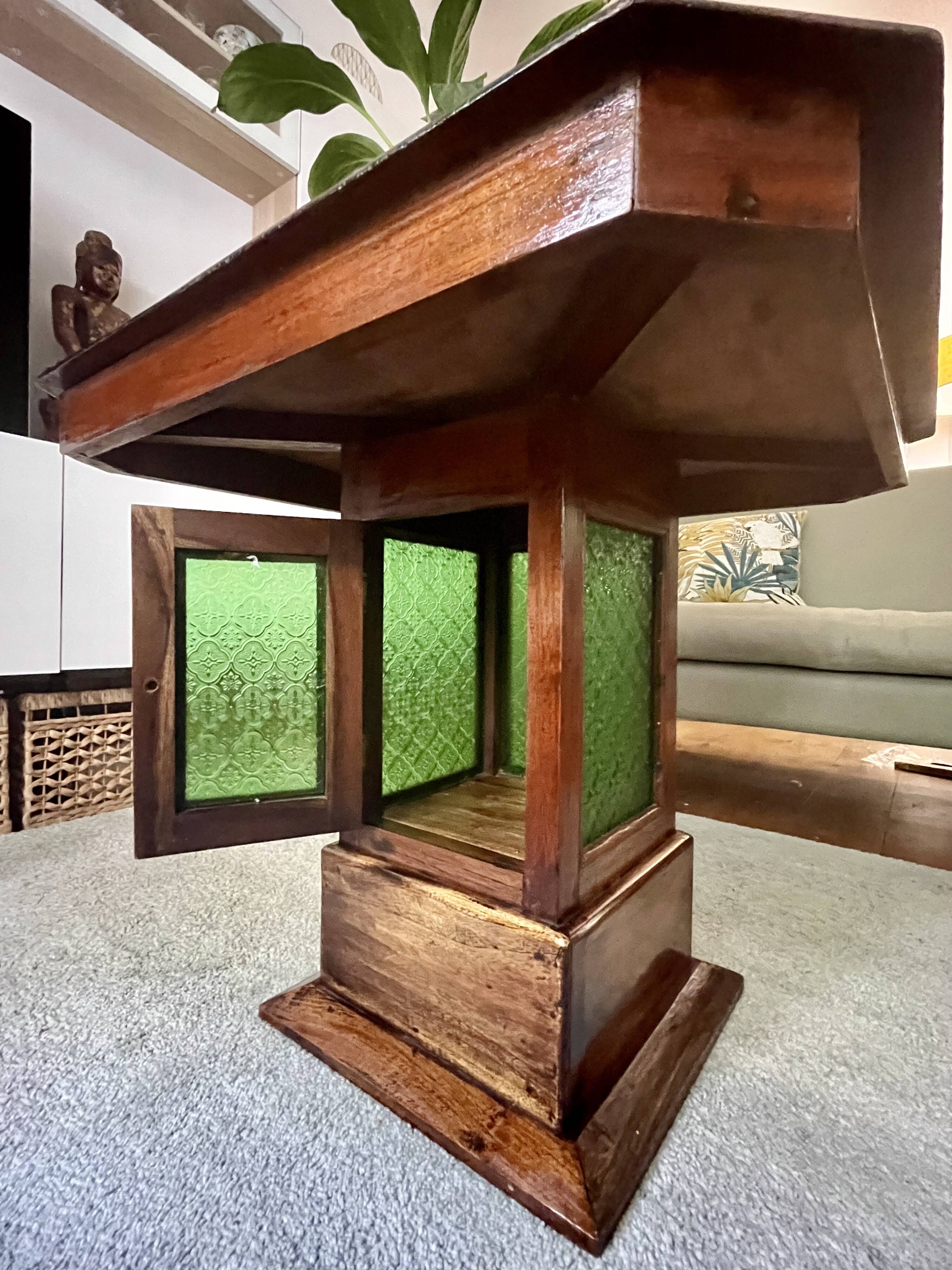 Coffee table - wood and stained glass - Art Deco style