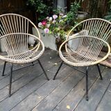 2 Rattan basket armchairs