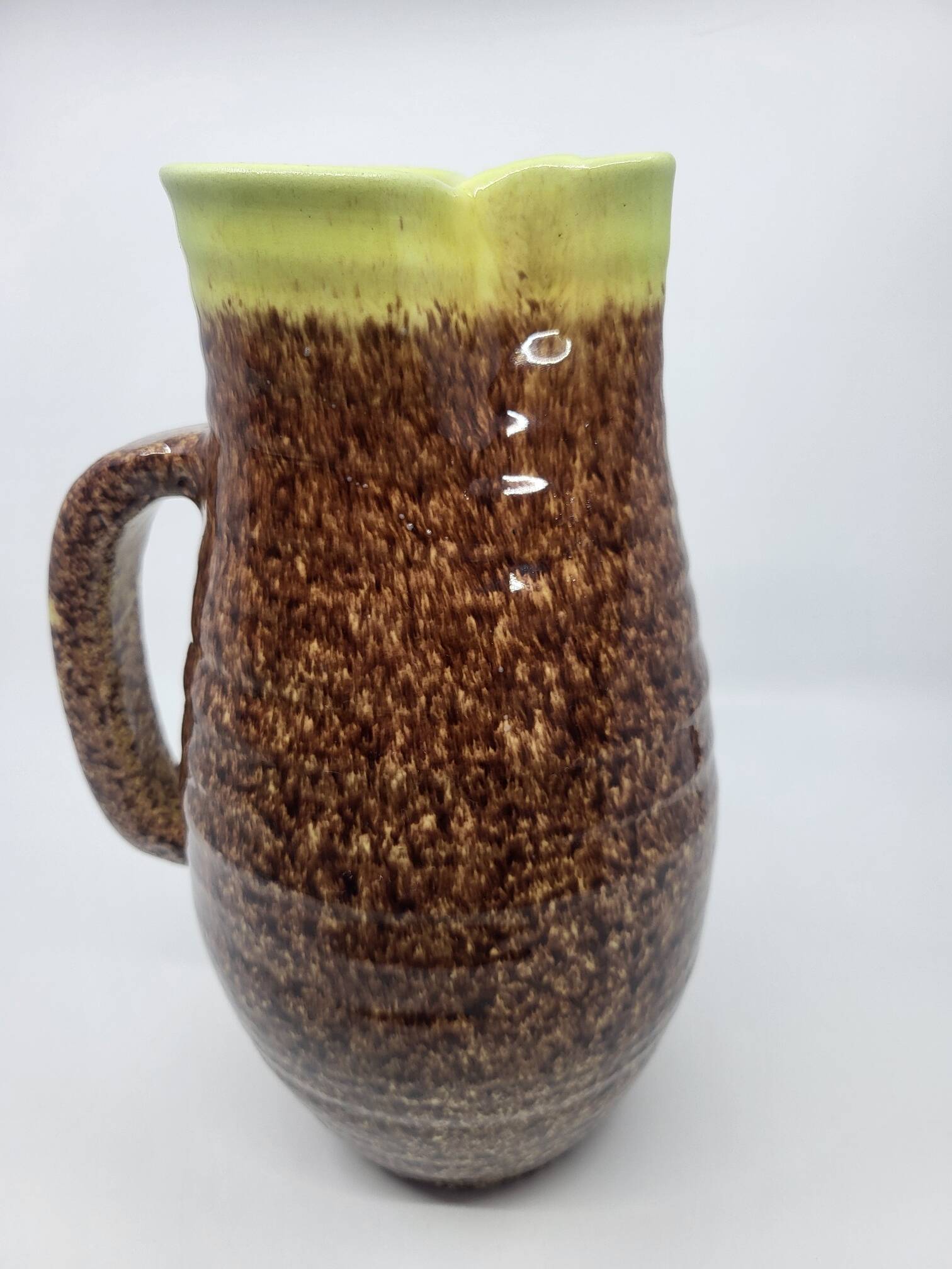 Pichet Pottery from Accolay in glazed ceramic, Brown and Yellow, France 1970.