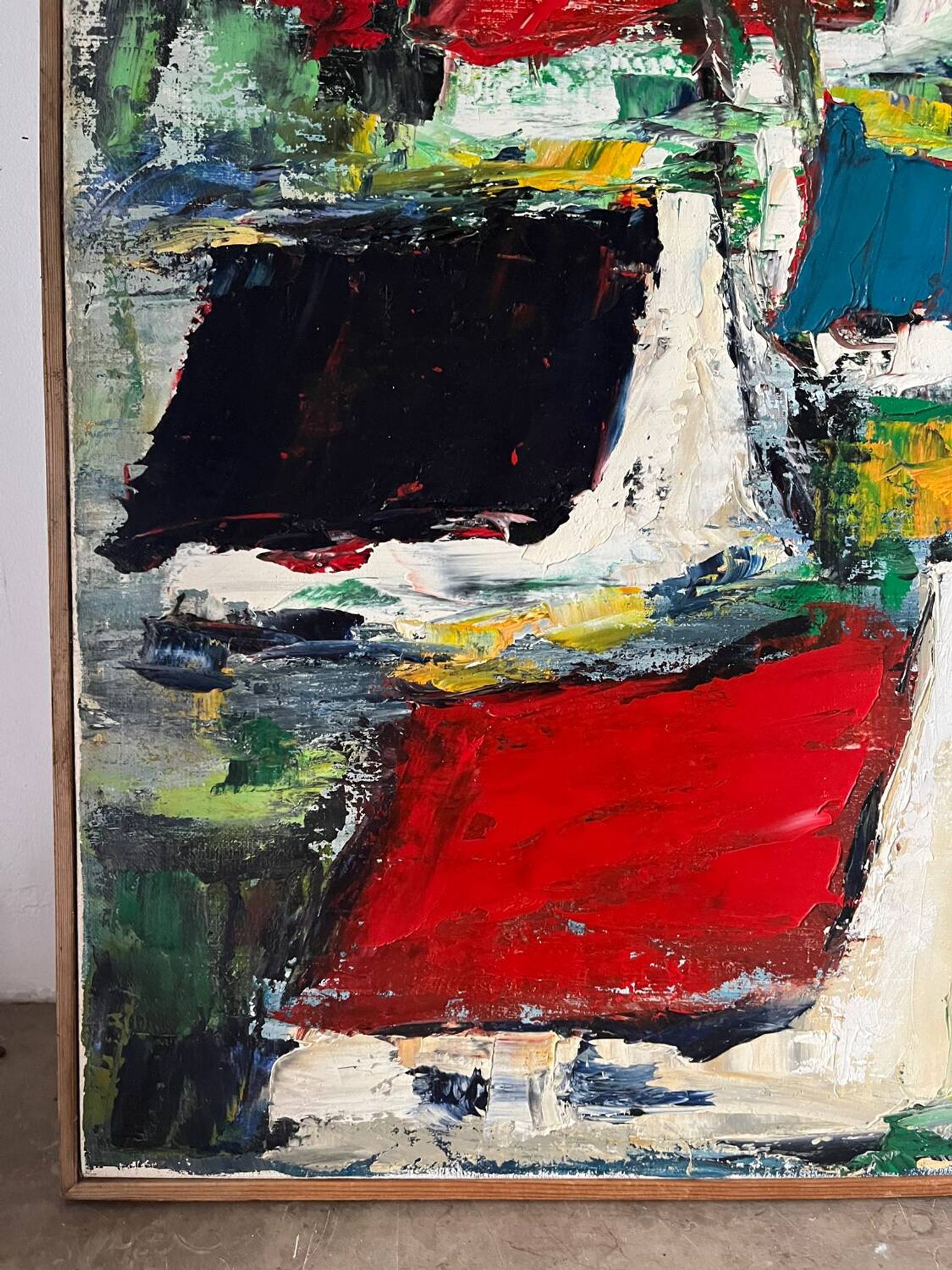 The colored roofs, knife technique, signed