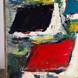 The colored roofs, knife technique, signed