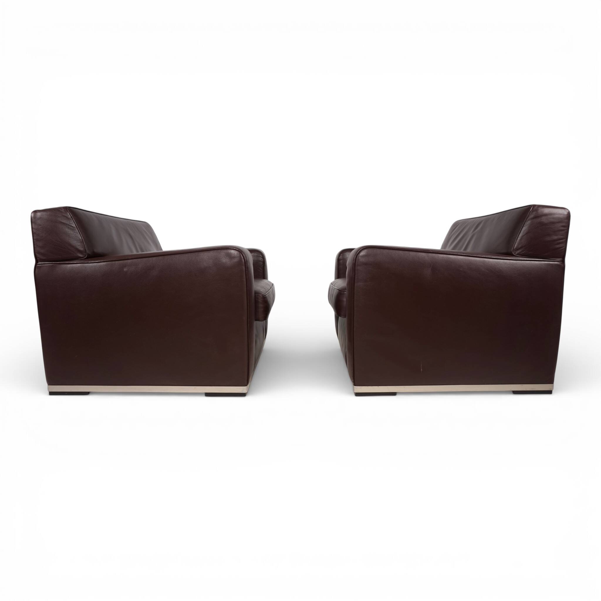 Set of 2 B&B Italia Maxalto Apta Imprimatur leather armchairs by Antonio Ci