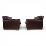 Set of 2 B&B Italia Maxalto Apta Imprimatur leather armchairs by Antonio Ci