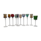 Lot de 10 verres à liqueurs formes et couleurs variées