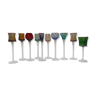 Lot de 10 verres à liqueurs formes et couleurs variées
