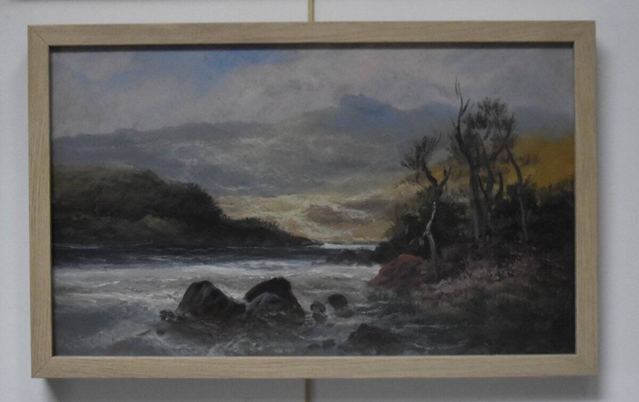 French school, late 19th century, Landscape by a river, oil on paper