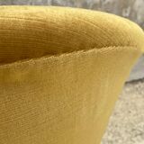 Pair of vintage toad armchairs in golden yellow velvet