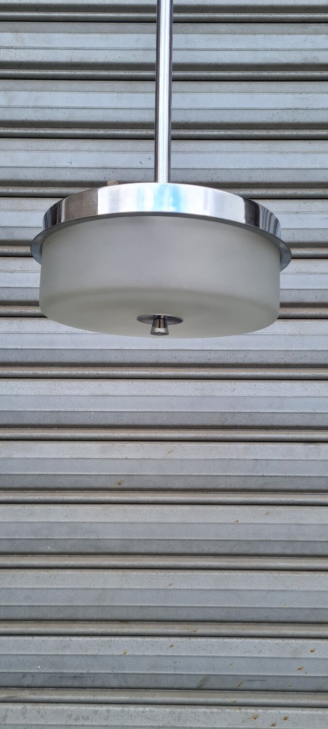 Czechoslovakian frosted glass pendant light