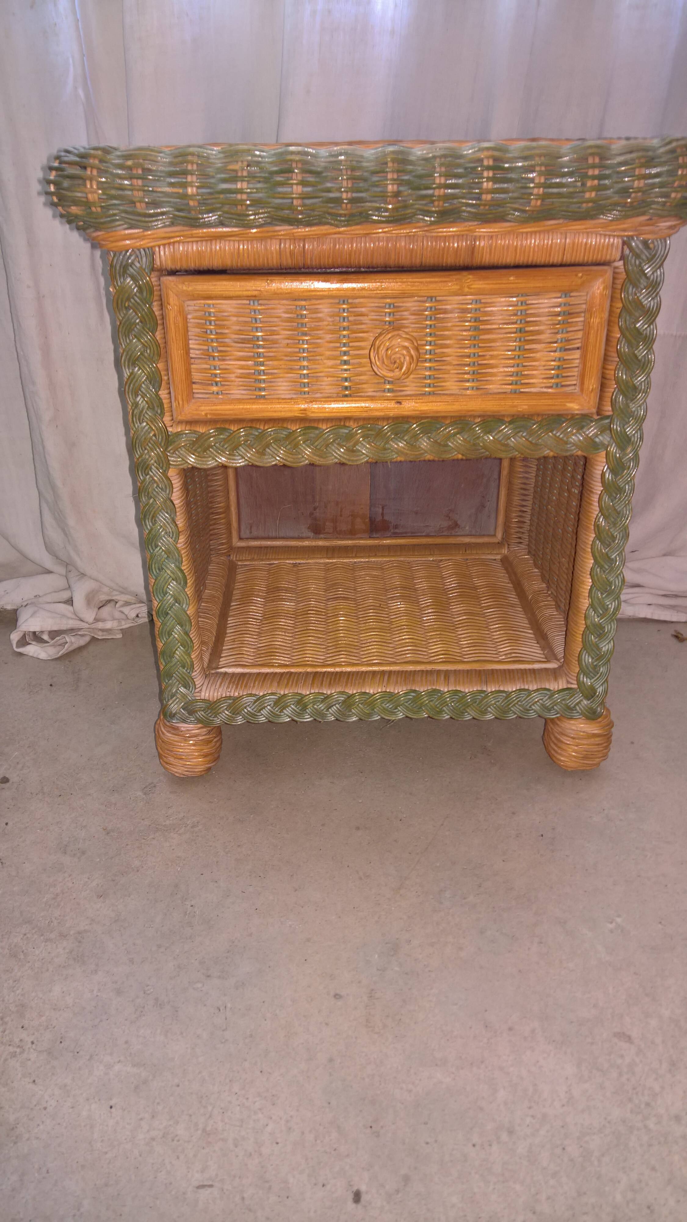 Rattan bedside table