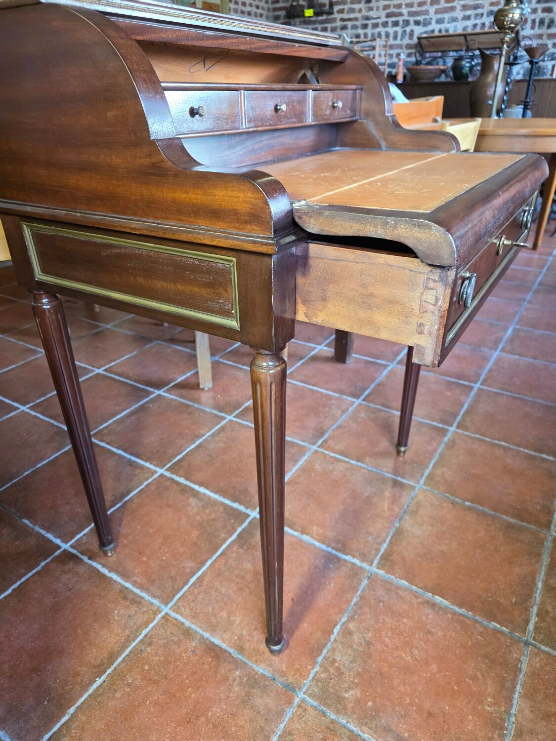 Louis XVI Style Cylinder Desk in Mahogany