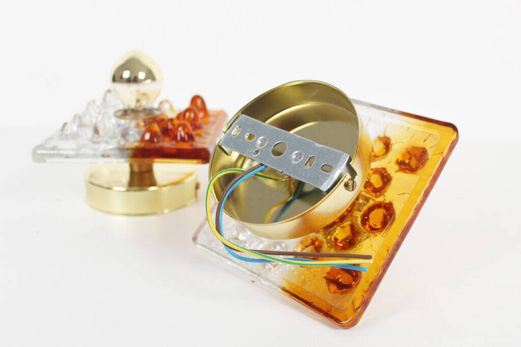 Set (2) of 1970s Murano glass wall sconces by AV Mazzega