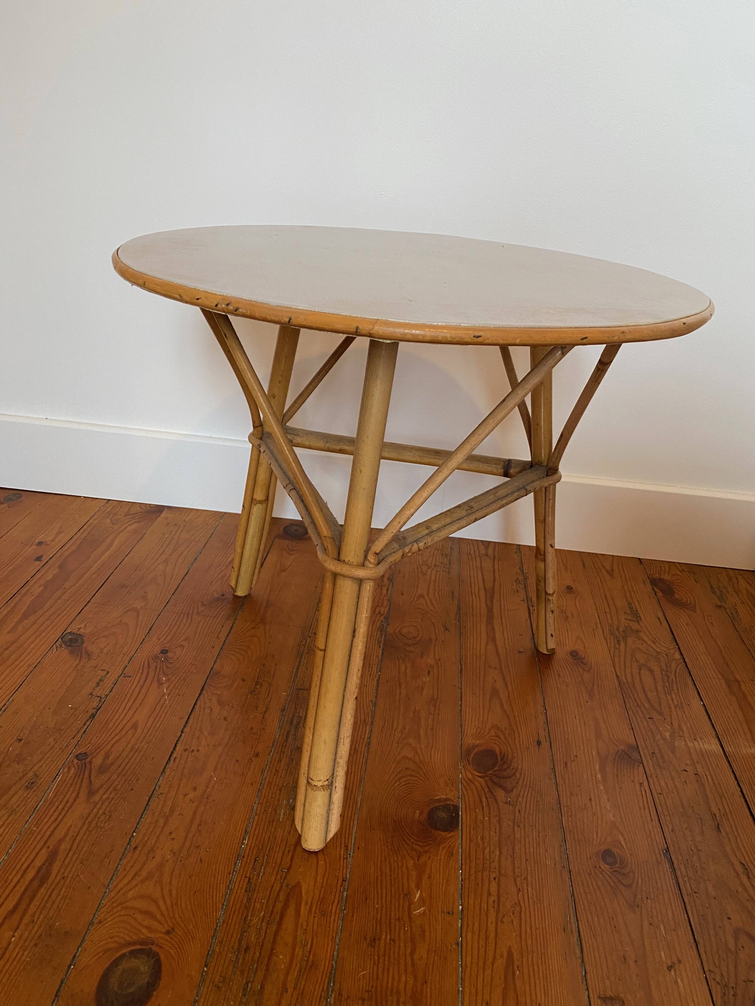 Ensemble table + chaise enfant en rotin.