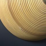 Pencil Reed Rattan Bamboo and Brass Mushroom Table Lamp, Italy, 1970s