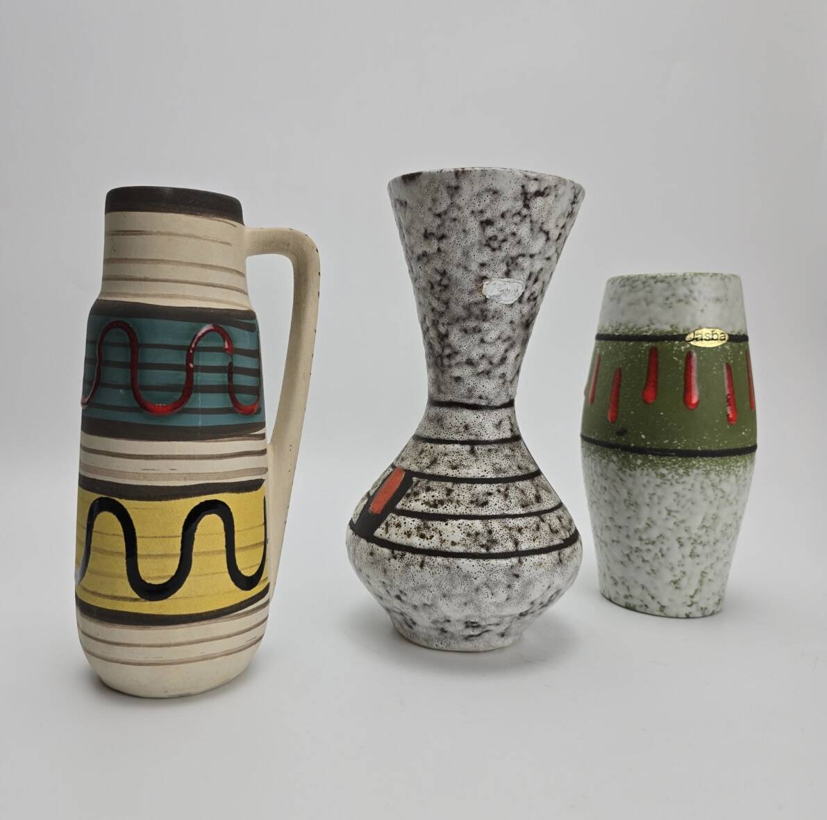Vintage "Fat Lava" ceramic vase trio - 1960s/70s