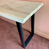 Console 3m x 50 cm solid oak and metal feet in U