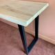 Console 3m x 50 cm en chêne massif et pieds en métal en U