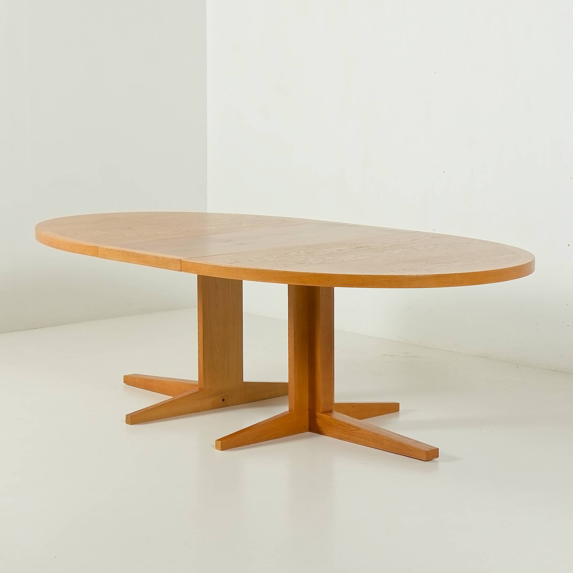 Danish extra large oak extension oval table attributed to Skovby, 1970s