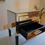 table de chevet miroirs biseautés style hollywood regency
