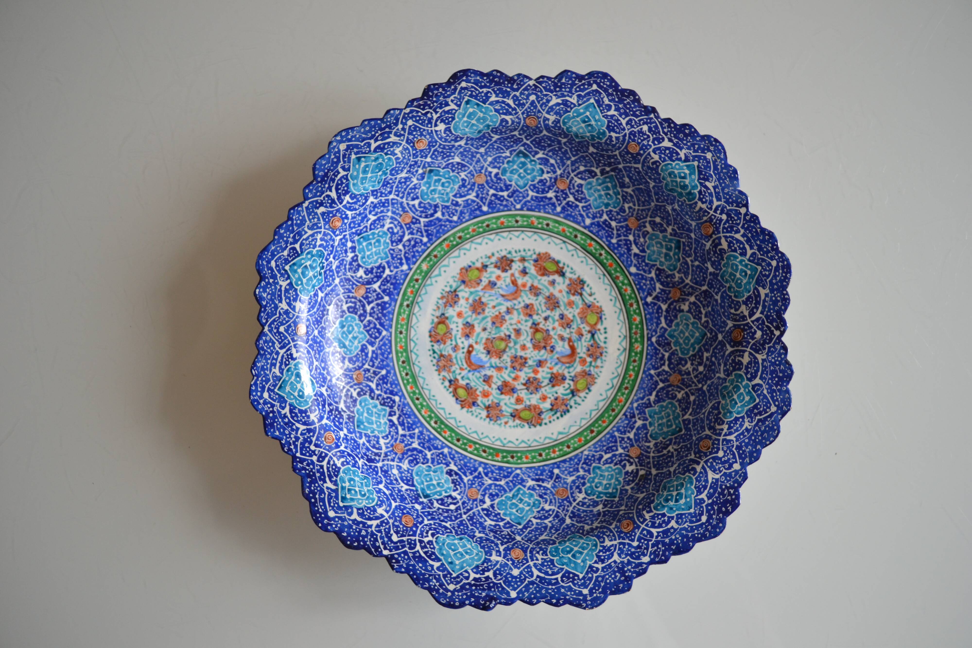 Islamic art enamel metal dish
