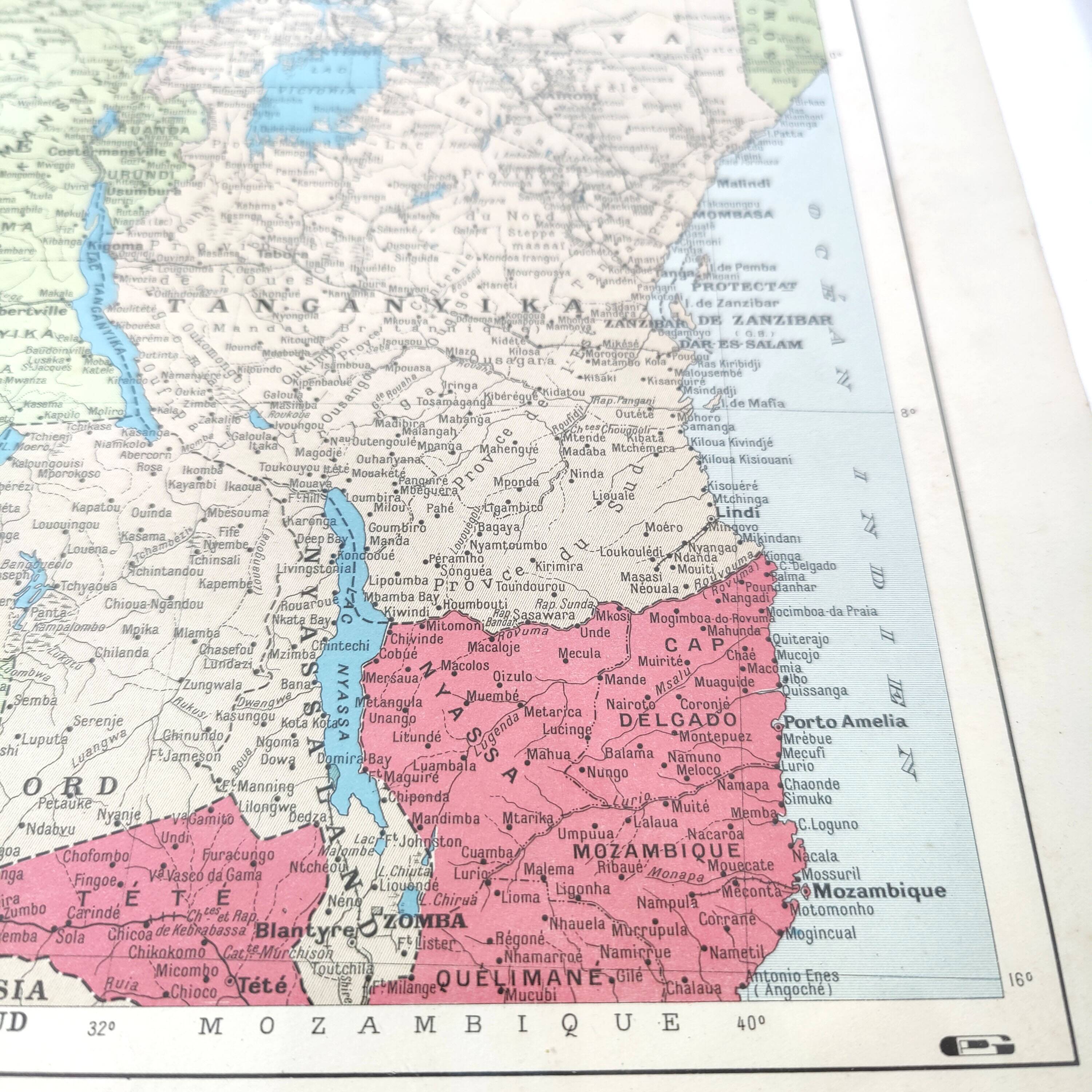 Carte vintage Afrique Centrale  38x43cm de 1950