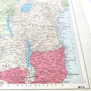 Vintage map of Central Africa 38x43cm from 1950