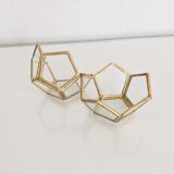 Vintage glass and brass jewelry box