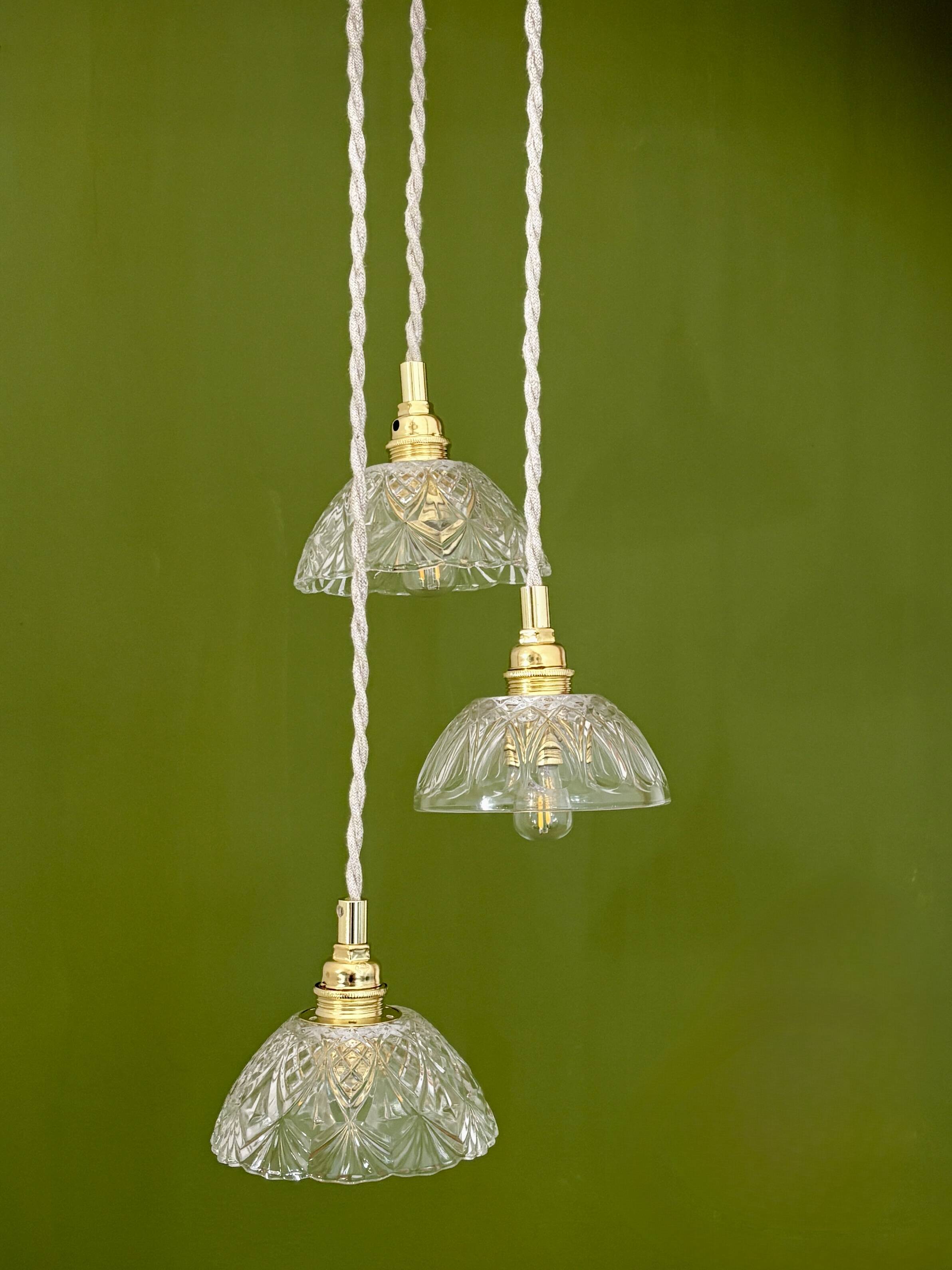 Vintage triple suspension lampshade in cut glass - tableware collection