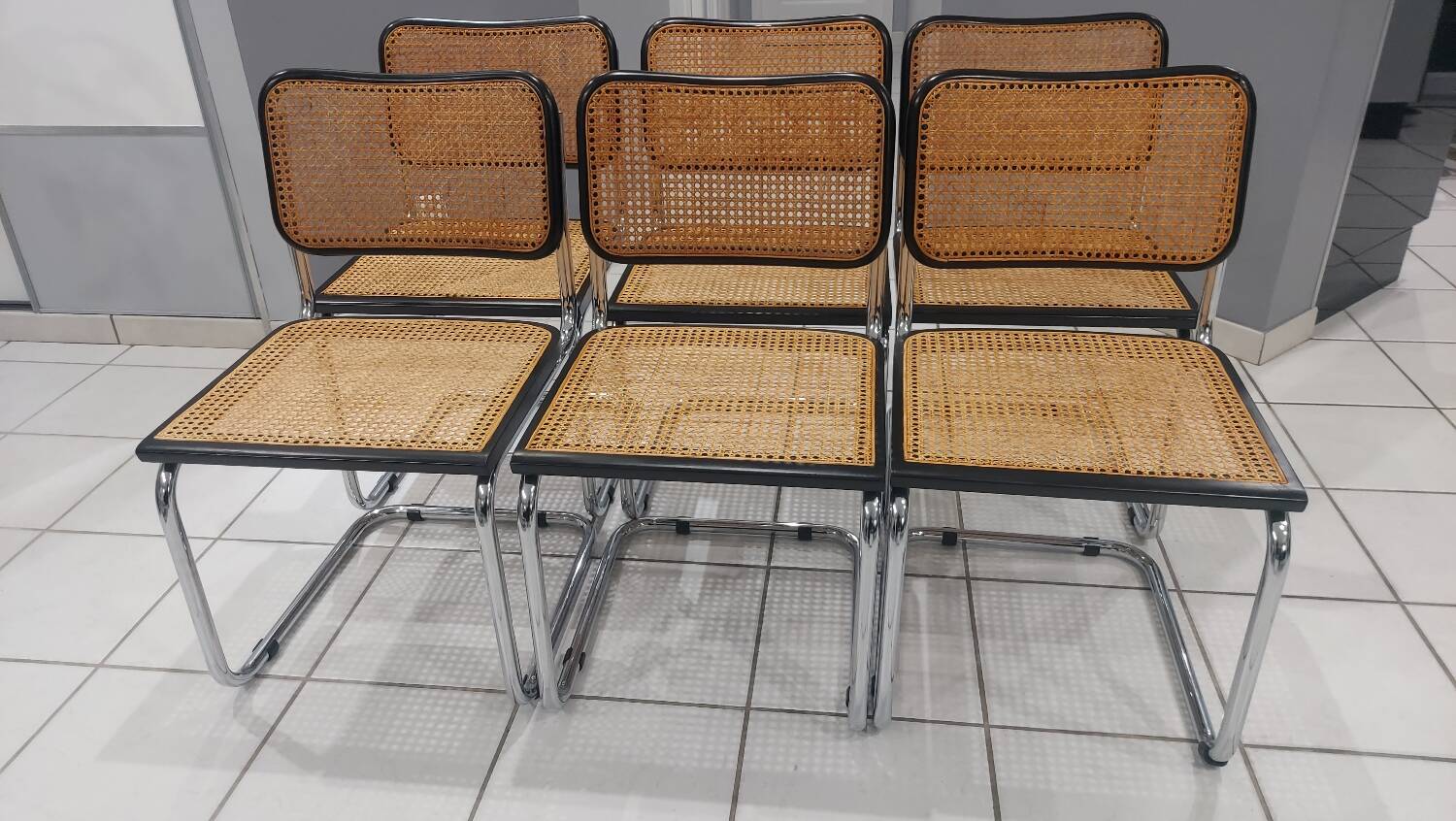Suite de 6 chaises modèle Cesca B32 par Marcel Breuer vintage 1993