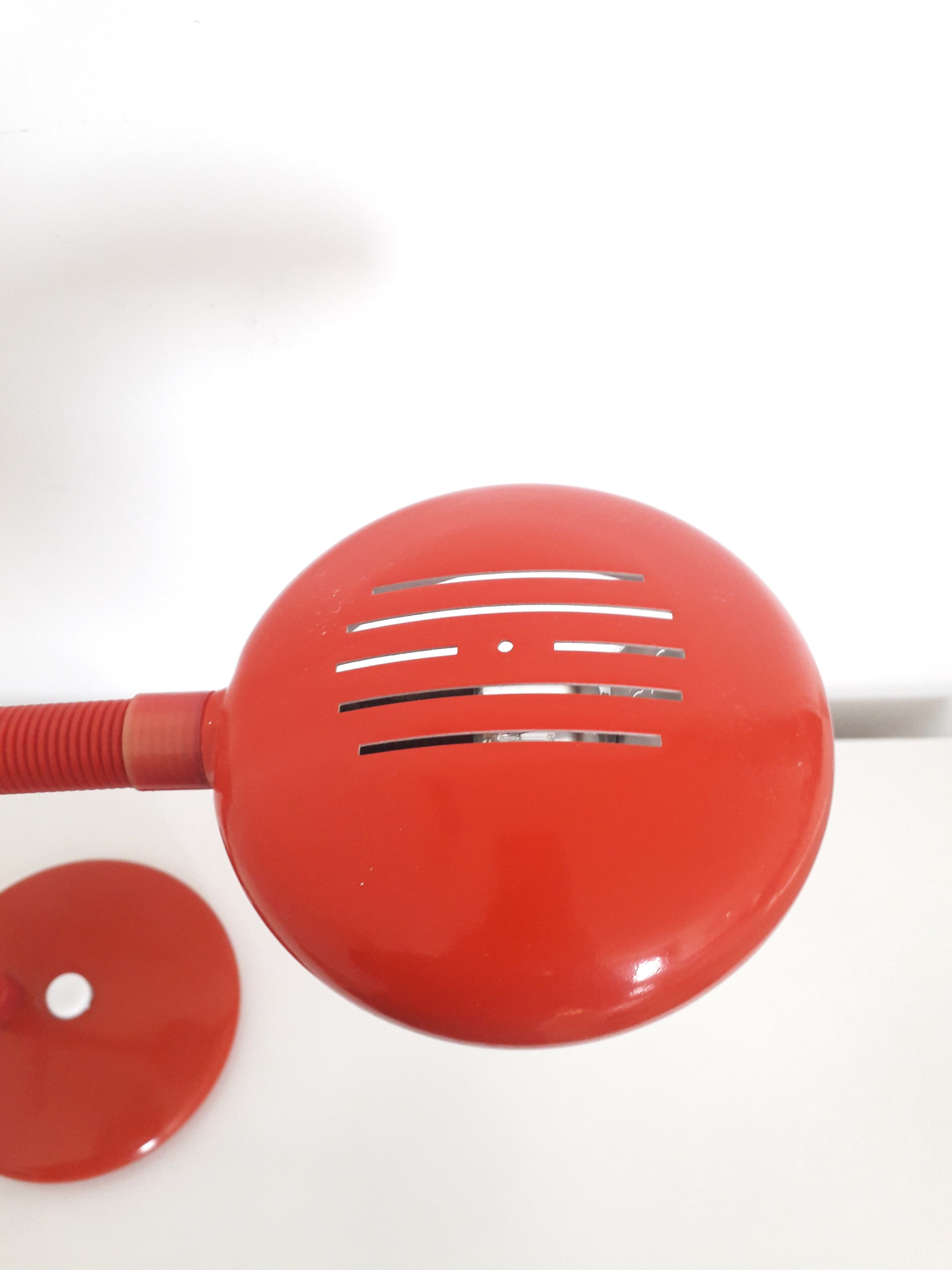Vintage desk lamp red lacquered metal 1970