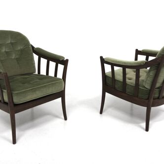 2 velvet armchairs, Bröderna Andersson, Sweden, 1960