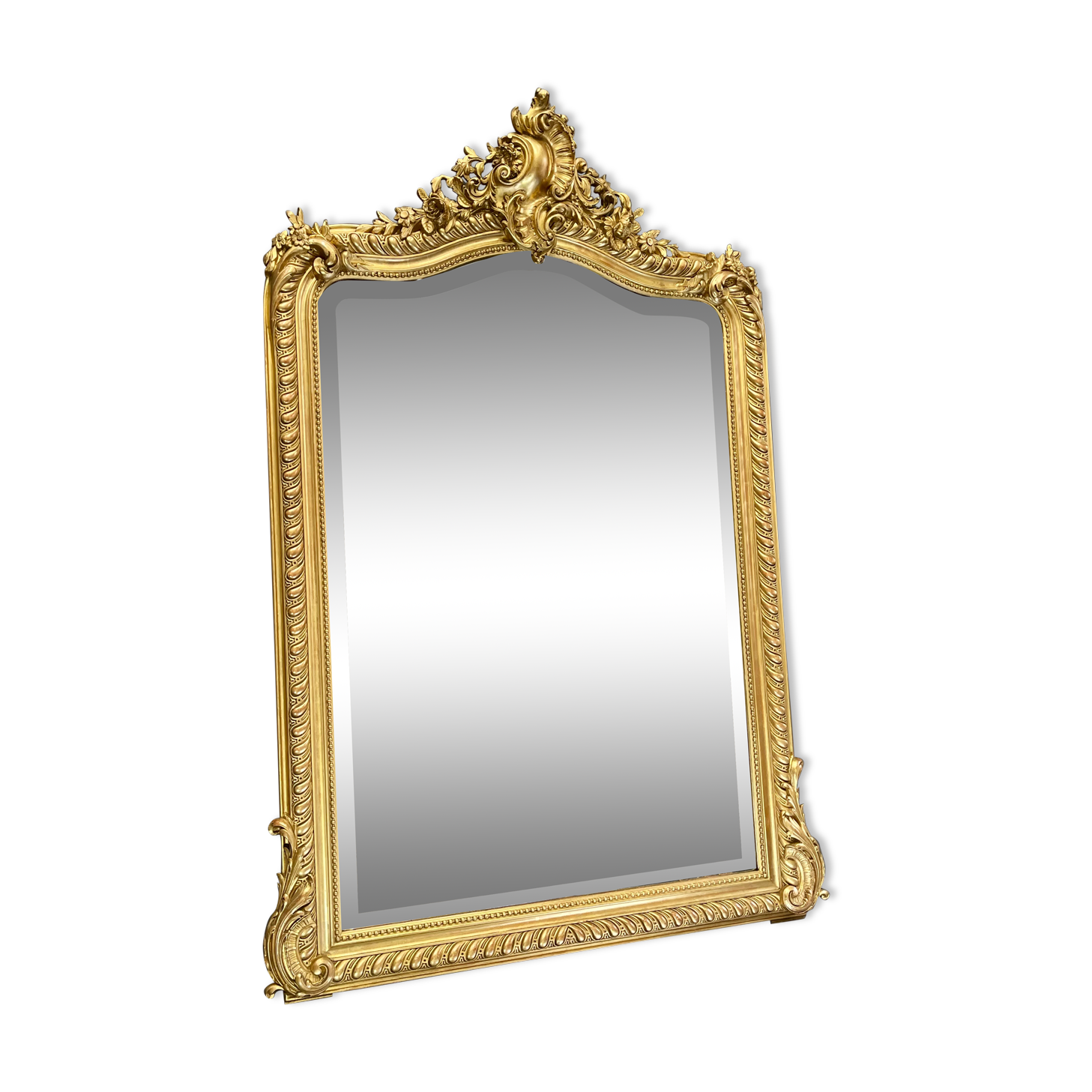 Miroir 156x106 ancien XIXè,dorure à la feuille d’or