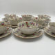 Service 8 tasses à café en porcelaine de Limoges France motif floral et doré