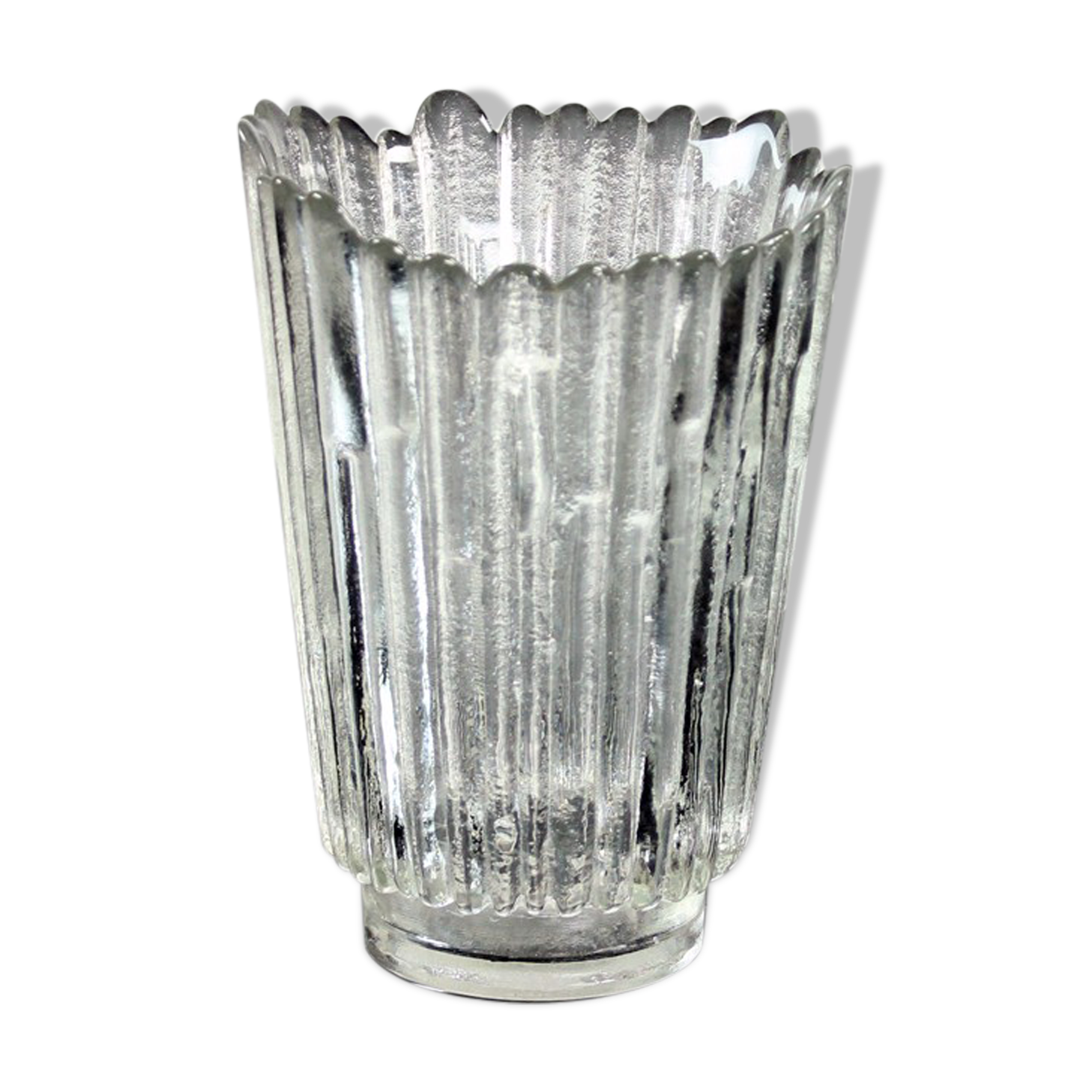Vase en verre vintage en verre pressé par Pavel Pánek, 1979