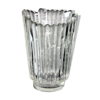 Vase en verre vintage en verre pressé par Pavel Pánek, 1979