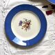 6 dessert plates in old blue earthenware with gilded flowers from Saint Amand