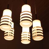 Hanging lamp cascade opaline glass and chrome