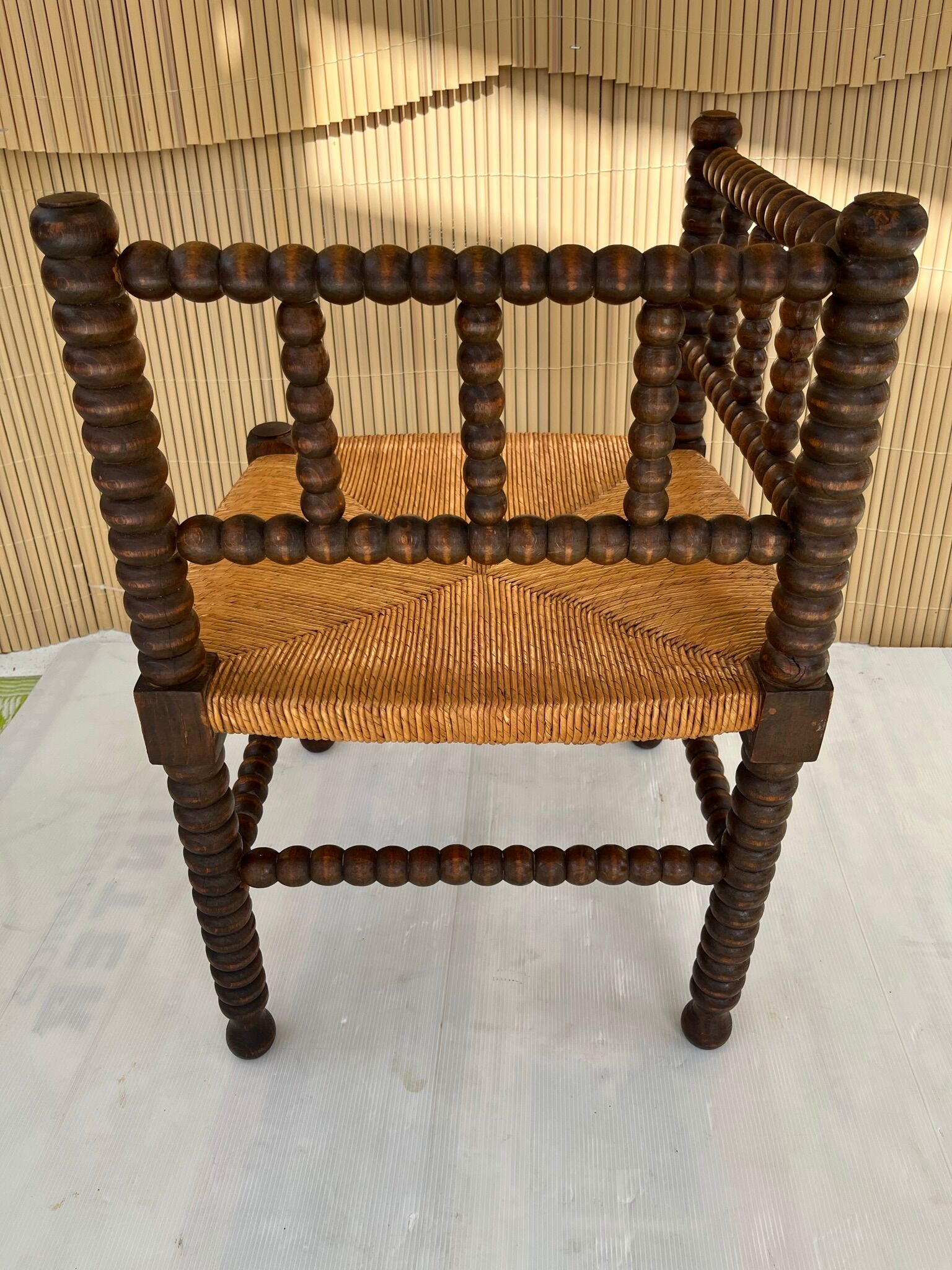 Corner chair wood turned vintage, 50-60s