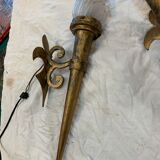 Pair of wall light iron torch appliques from castle decoration lys flower