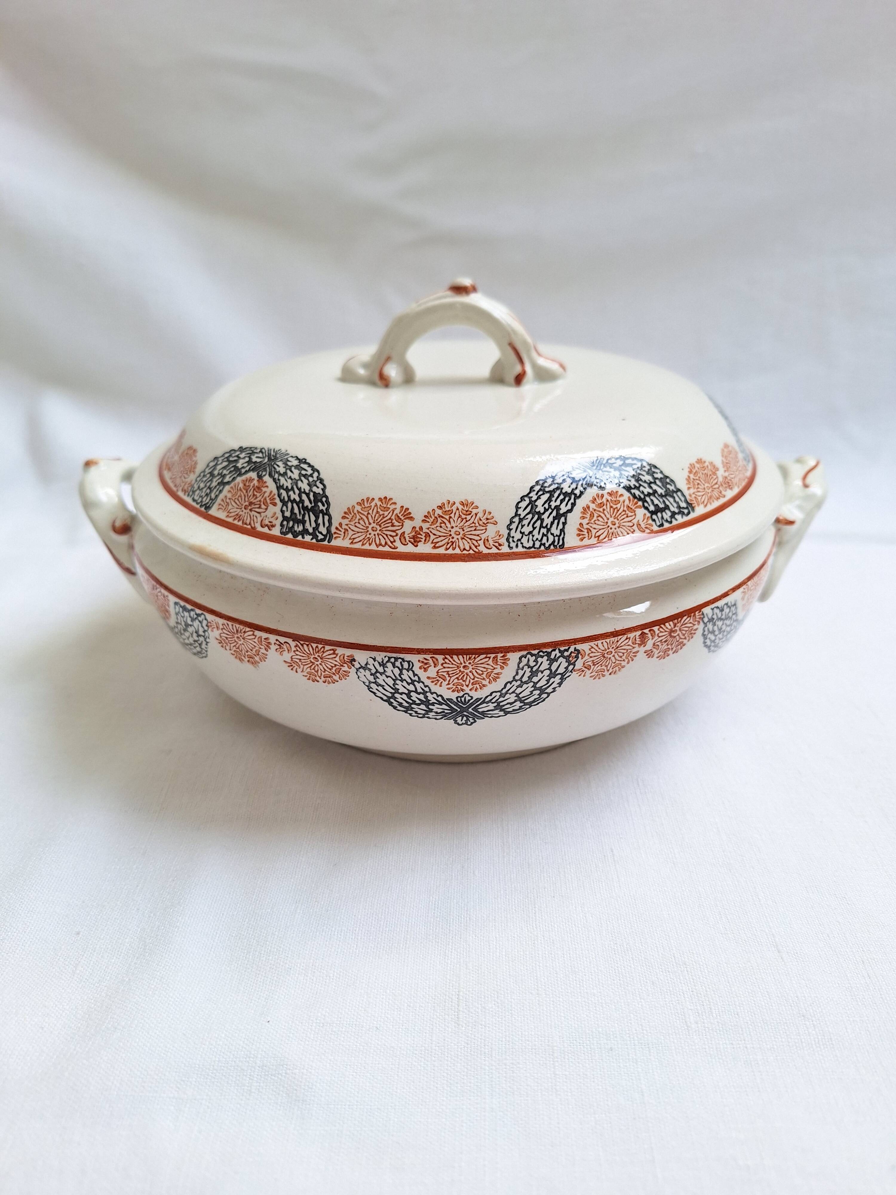 HBCM Pauline model orange and black soup tureen