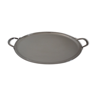 Silver metal tray, oval-shaped, Christofle France